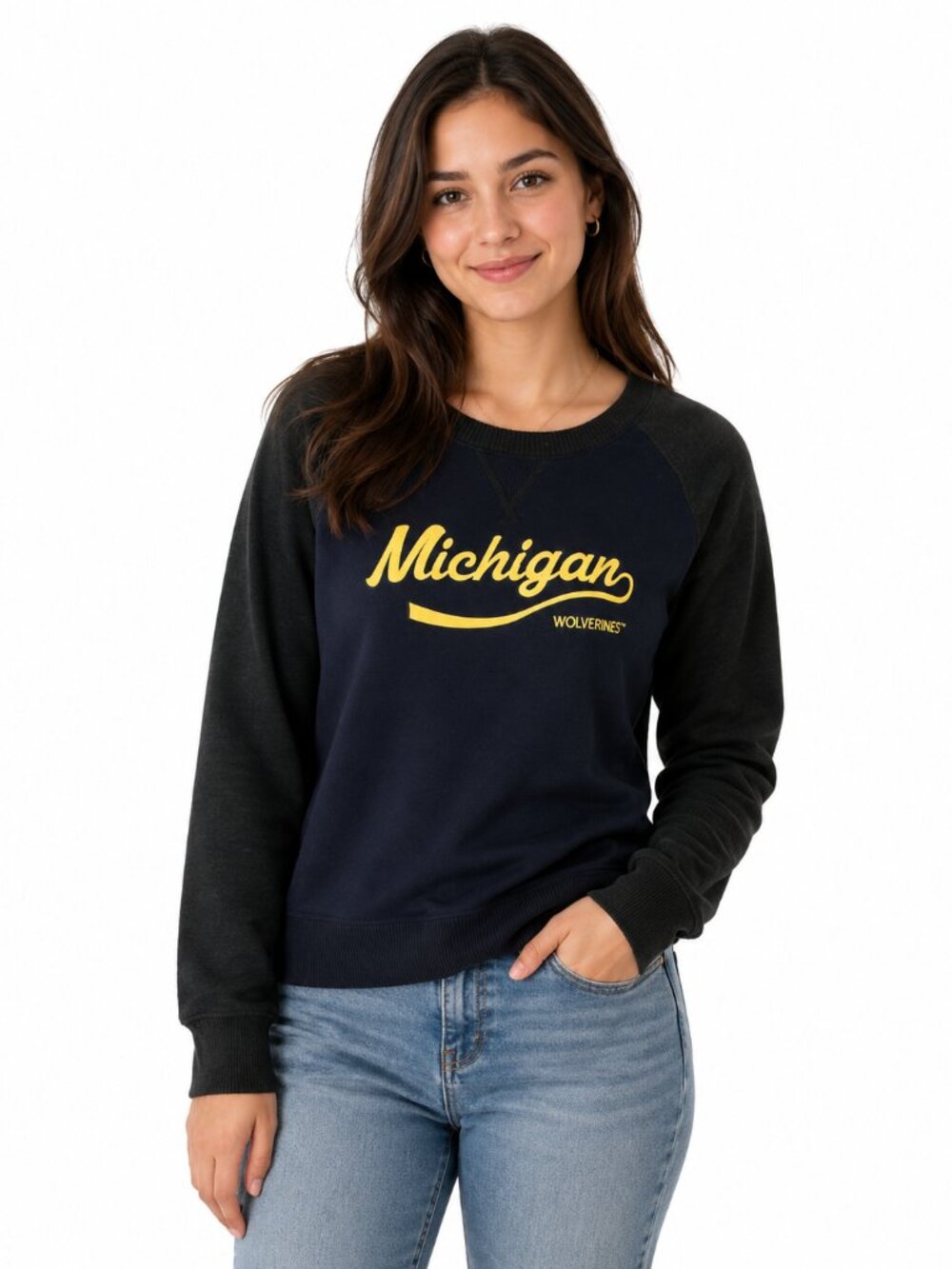 Michigan Wolverines Womens Sweater Size XS Crewneck Apres Ski Thumb Holes New